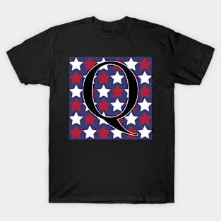 Old Glory Letter Q Black on Star Fill T-Shirt